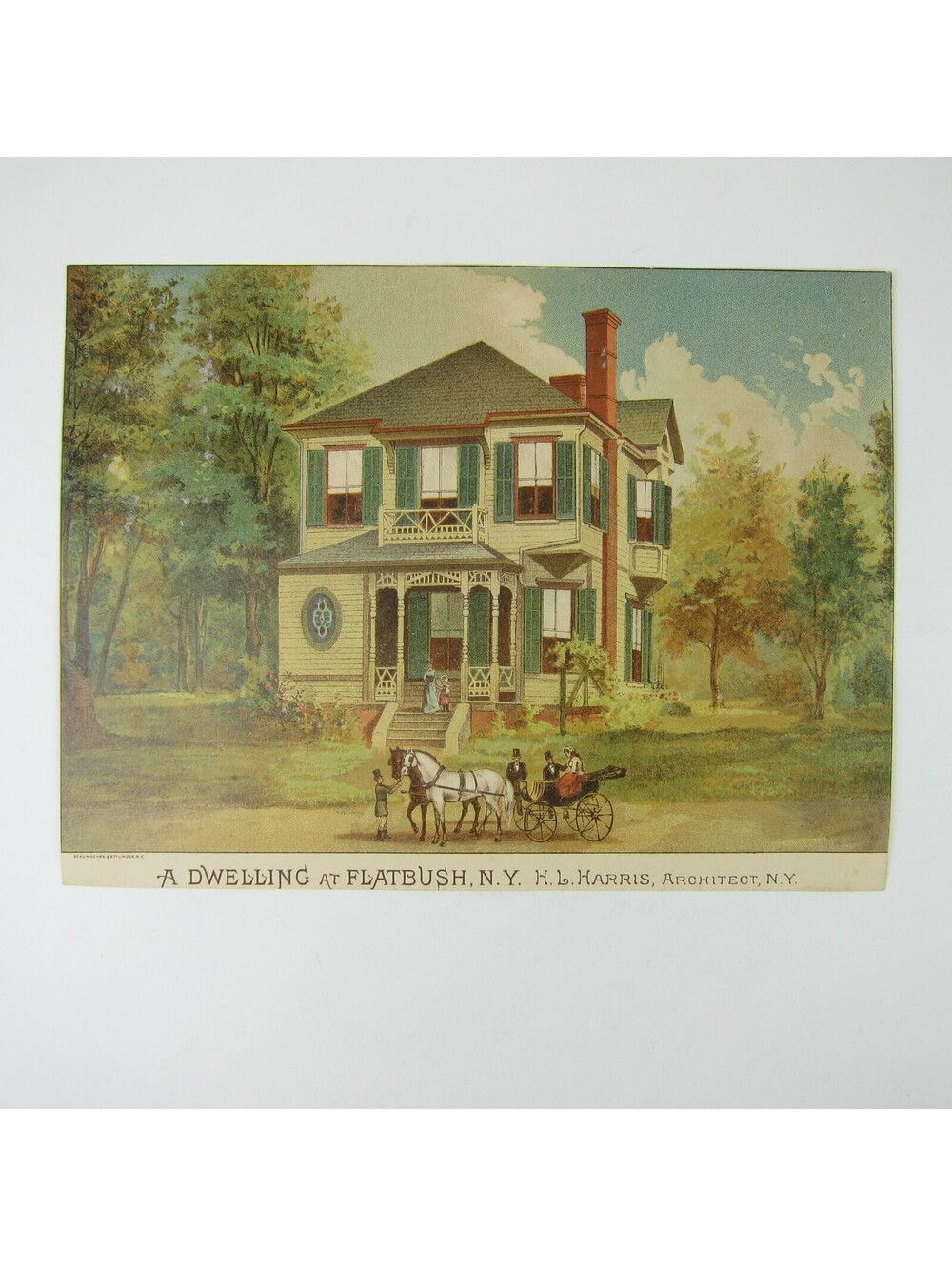 Victorian House Art Print Flatbush New York HL Harris Architect Antique 1885-94